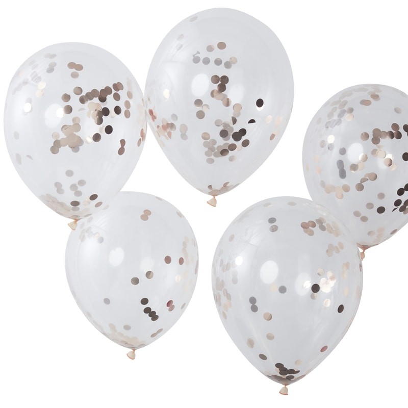 Balonu komplekts Rose Gold Confetti, 5 gab.