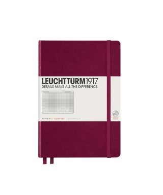 Piezīmju grāmata Medium A5, Port red, rūtiņu, Leuchtturm1917