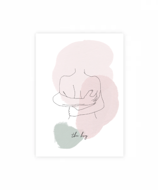 Kartīte The Hug, Pastel Line art, Liene Geidāne