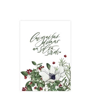 Kartīte Lai gaišas domas, Greens, White bloom, Manilla