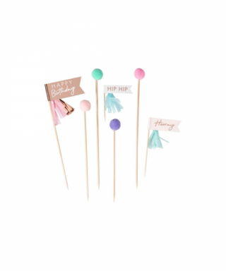 Dekorācija kūkai Pastel Pom Pom, cake topper