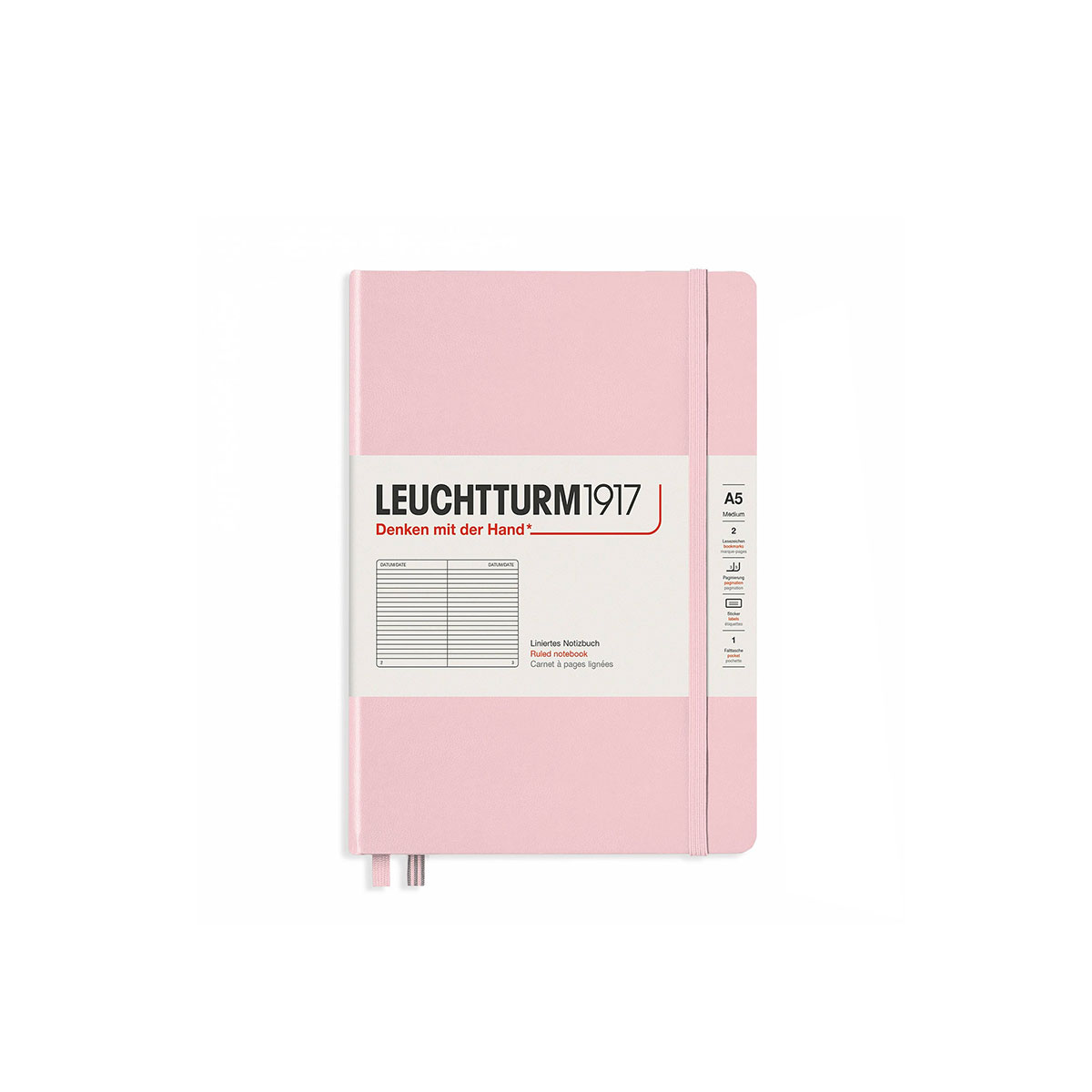 Piezimju gramata Pocket A6, Powder pink, liniju, Leuchtturm1917