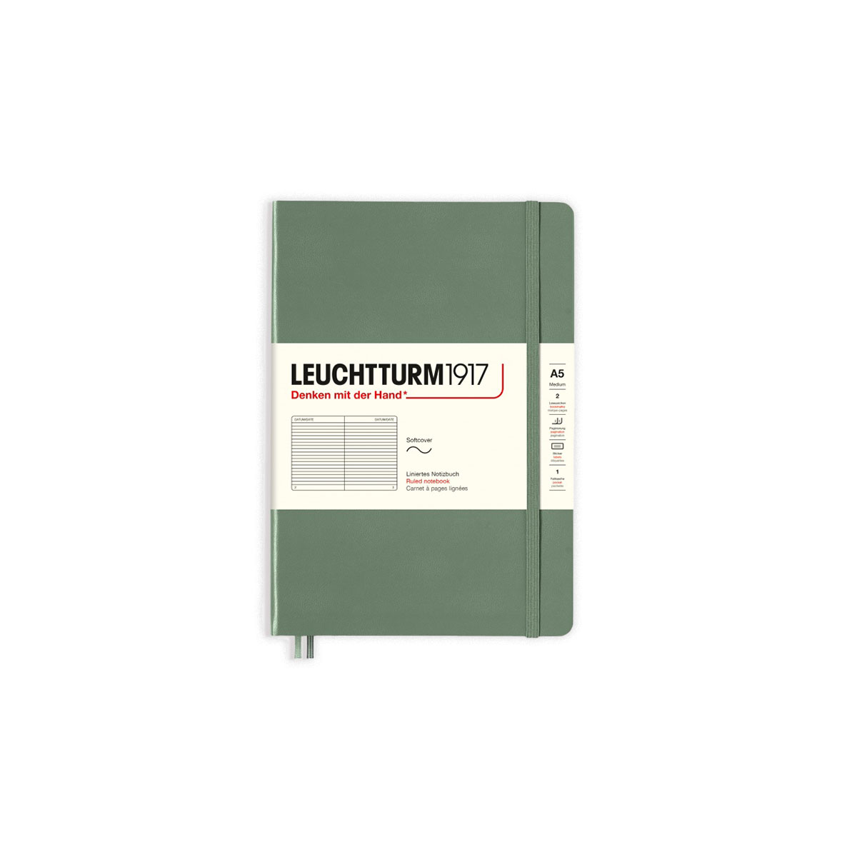 Piezimju-gramata-Softcover,-A5,-Olive,-liniju,-Leuchtturm1917