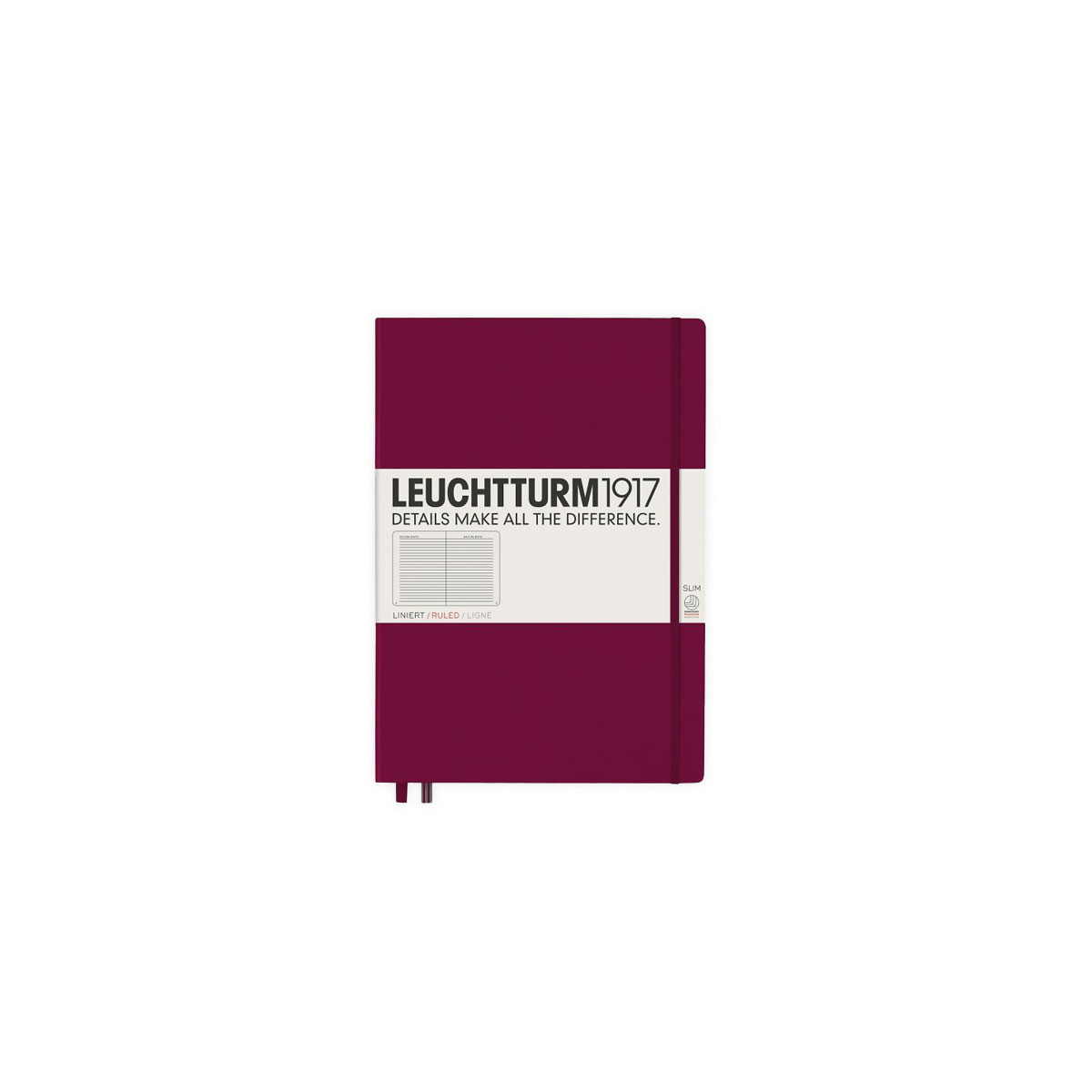 Piezimju-gramata-Pocket,-A6-Port-Red,-liniju,-Leuchtturm1917