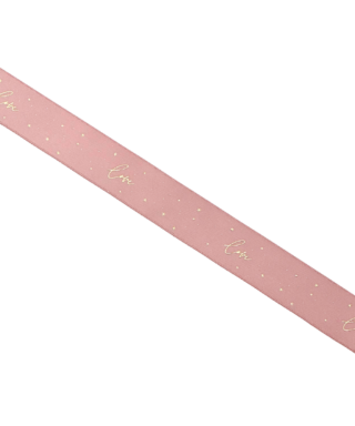 Satīna lente Gold, Love, 2.5 cm, 1 m