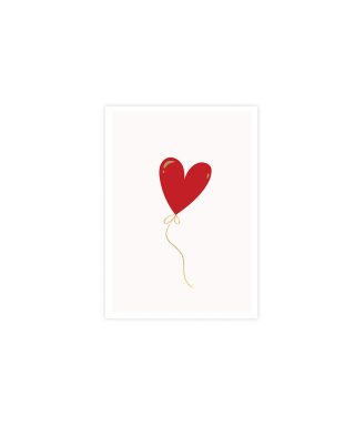 Kartīte Heart Balloon, Love icons, Gold, Manilla