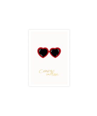 Greeting card Crazy in Love, Love icons, Gold, Manilla