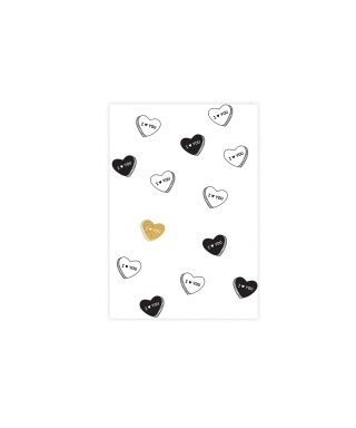 Greeting card Love Chocolates, Love icons, Gold, Manilla