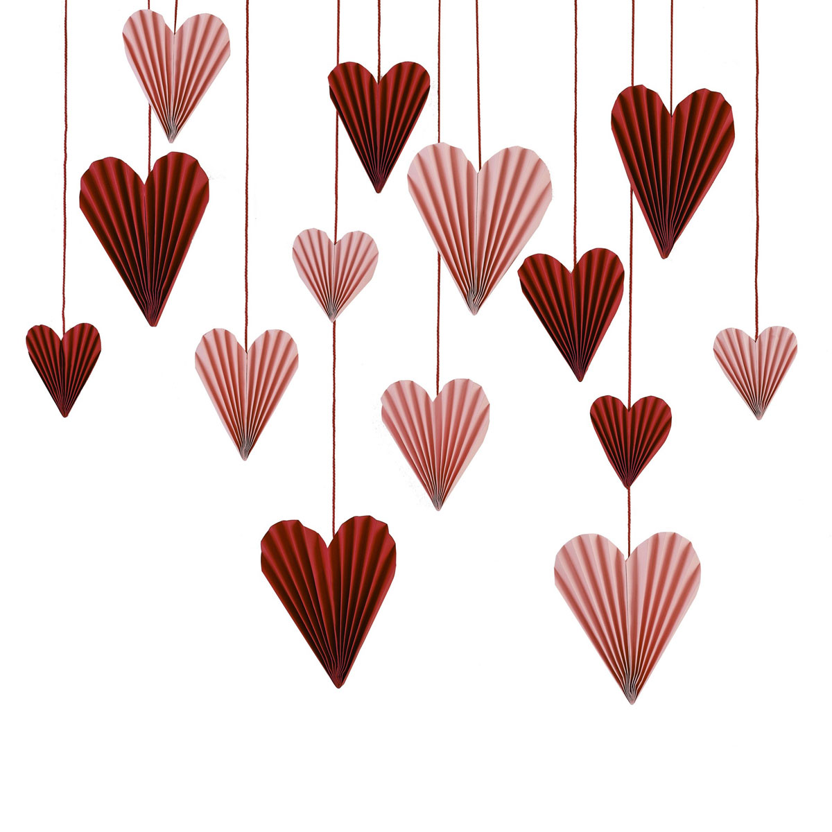 Papira-dekoracijas-Red-and-Pink-Paper-Heart,-16-gab.