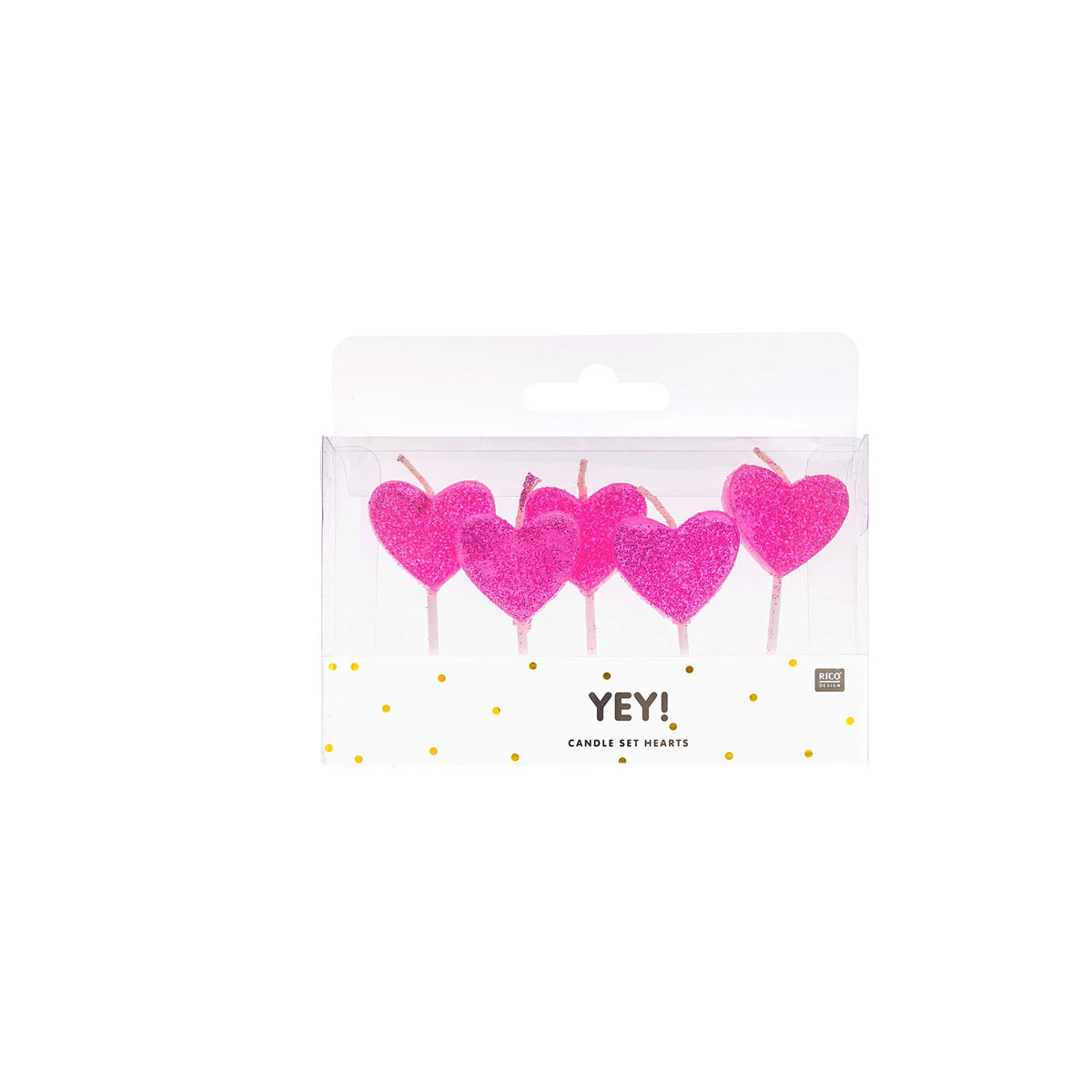Mini-svecu-komplekts-Pink-Hearts,-5-gab.