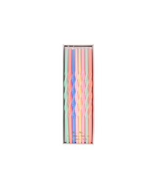 Sveces kūkai Mixed Twisted Long Candles, 16 gab., Meri Meri