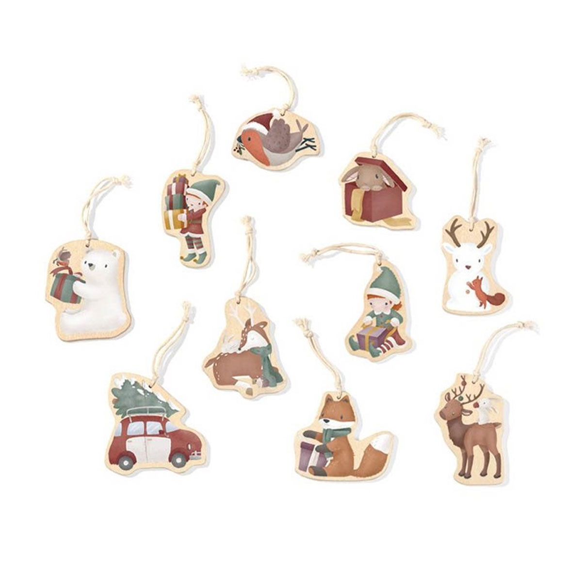 Koka-ornamentu-komplekts-Christmas,-Little-Dutch