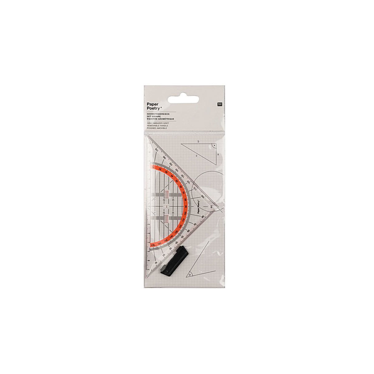Lineals-Set-Square,-ar-nonemamu-rokturi,-16-cm