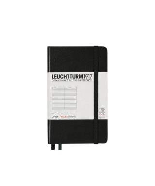 Piezīmju grāmata Pocket A6, Black, līniju, Leuchtturm1917