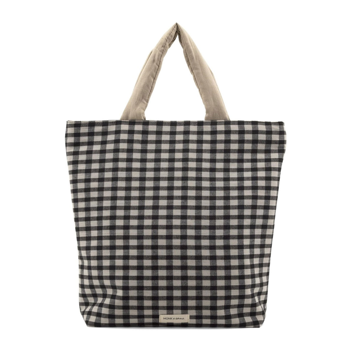 Auduma-soma-Shopper,-check-bronw