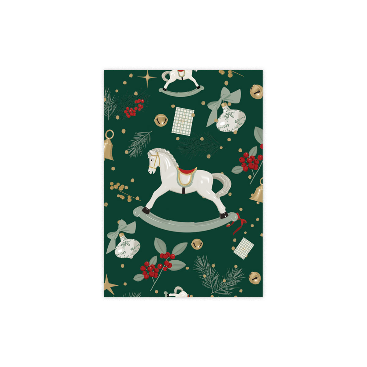 Kartite-Rocking-Horse,-Dark-Green,-Winter-Magic,-Manilla