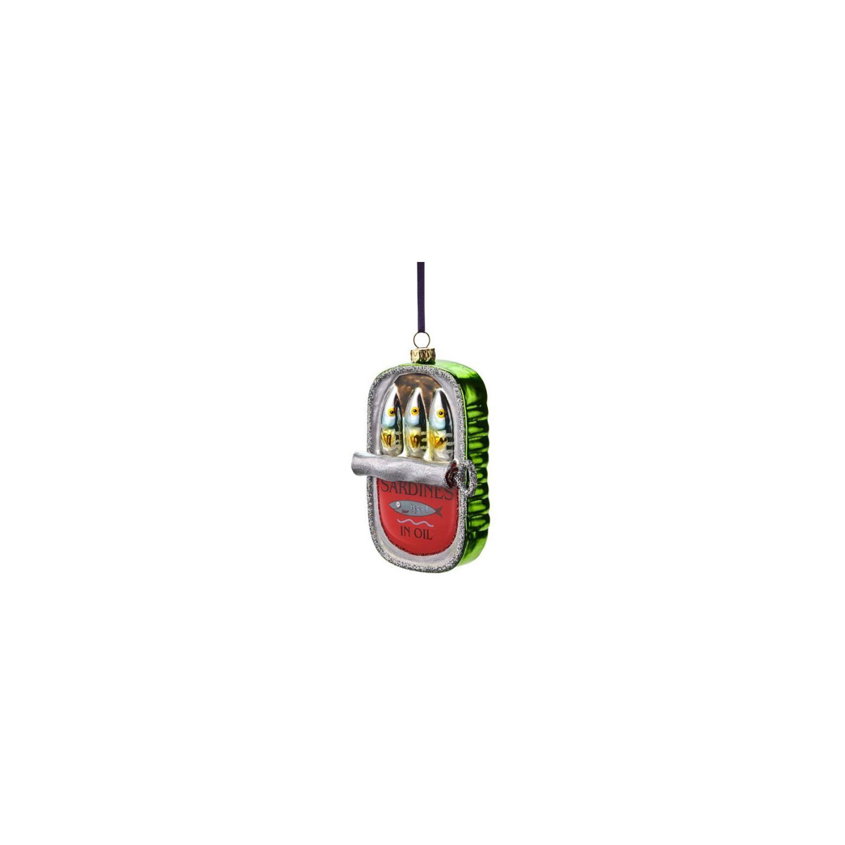 Stikla-dekors-hanger-canned-sardines,-green