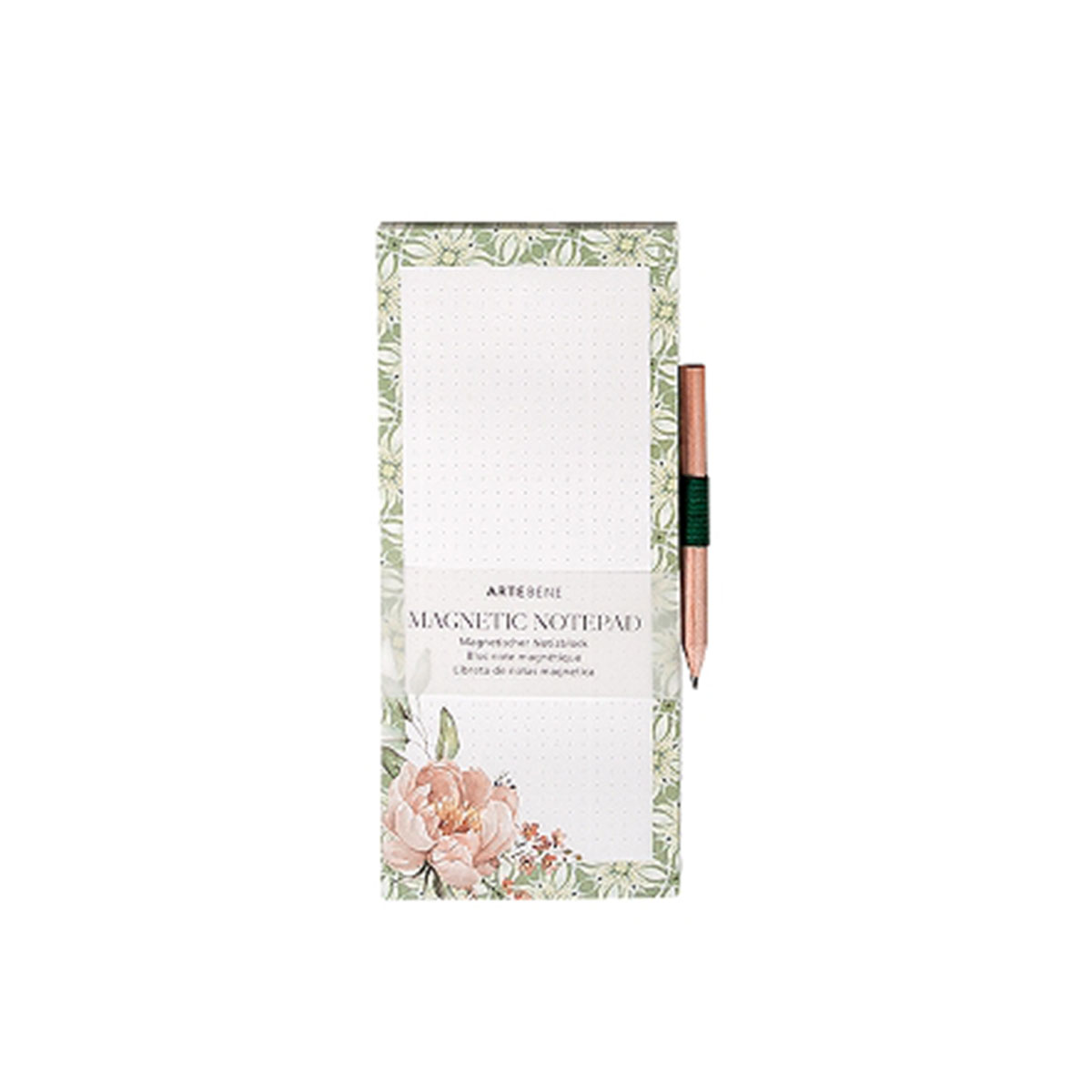 Magnetisks-piezimju-bloks-ar-zimuli,-Green-frame,-Flowers