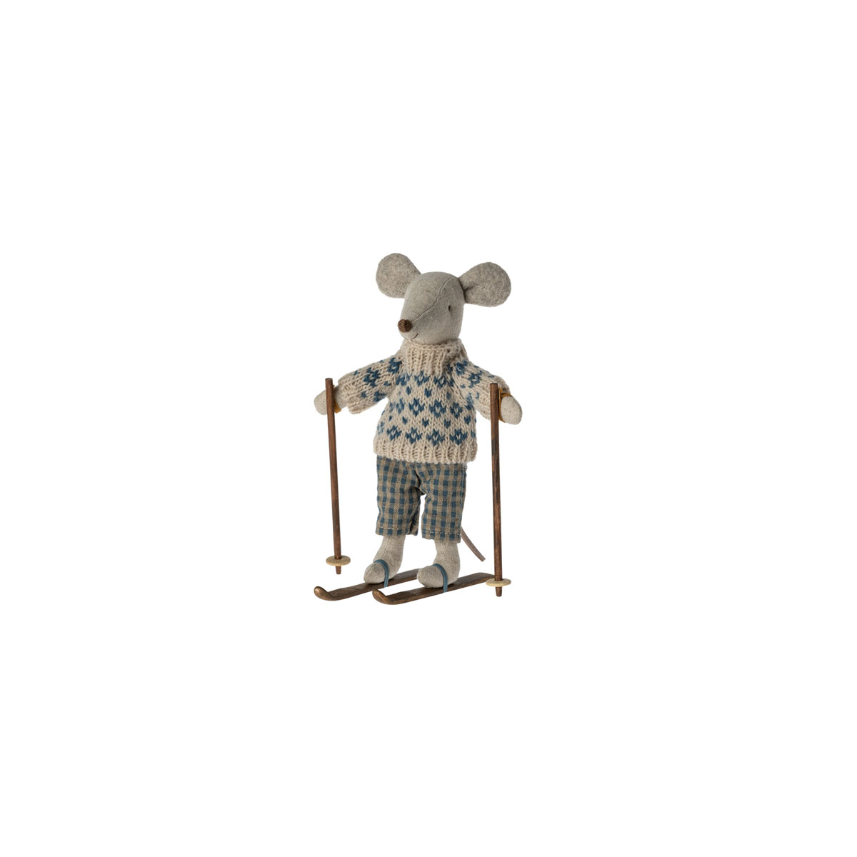 Miksta-rotallieta-Winter-mouse-with-ski-set,-Dad,-Maileg