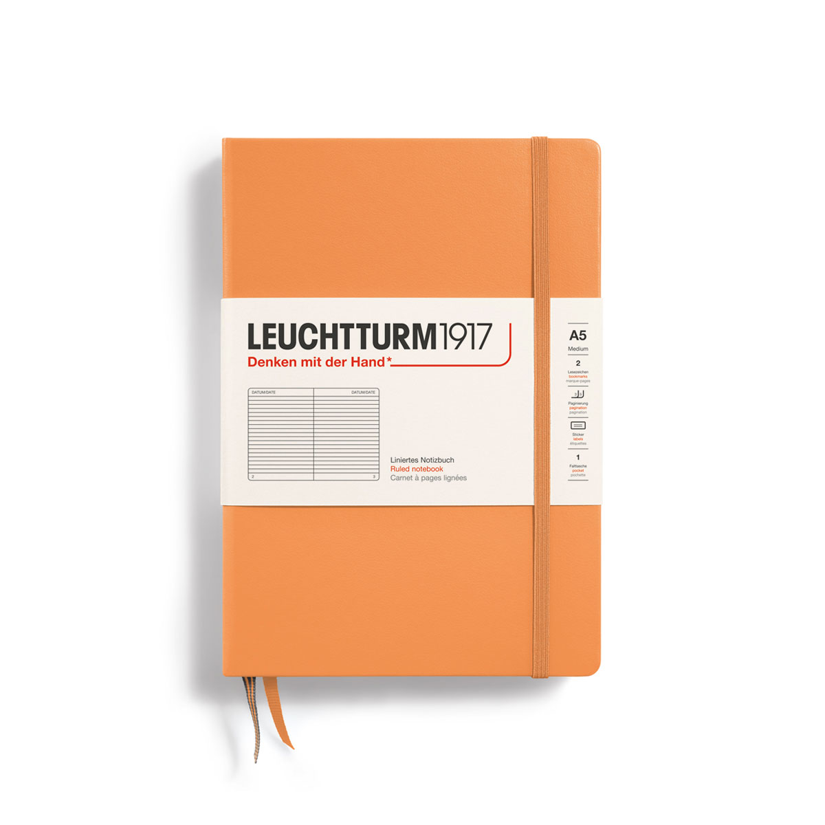 Piezimju-gramata-Apricot,-liniju,-A5,-Hardcover,-Leuchtturm1917