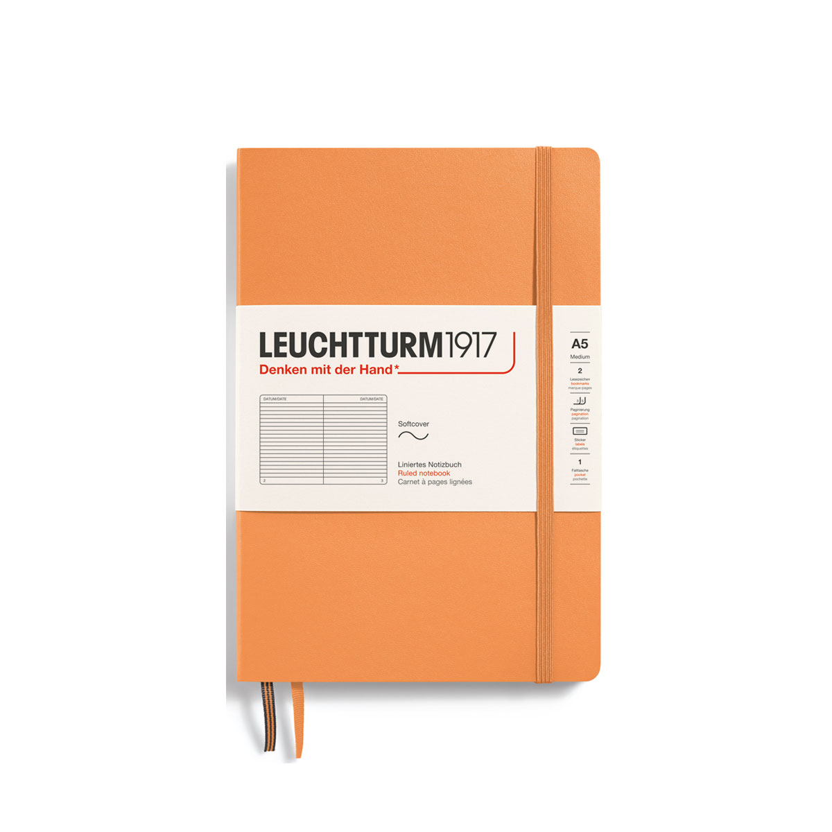 Piezimju-gramata-Apricot,-liniju,-A5,-Softcover,-Leuchtturm1917