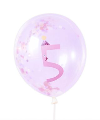 Balons Number 5, caurspīdīgs, 1 gab.