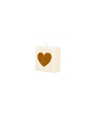 Dzimšanas dienas svece Gold Heart, Square