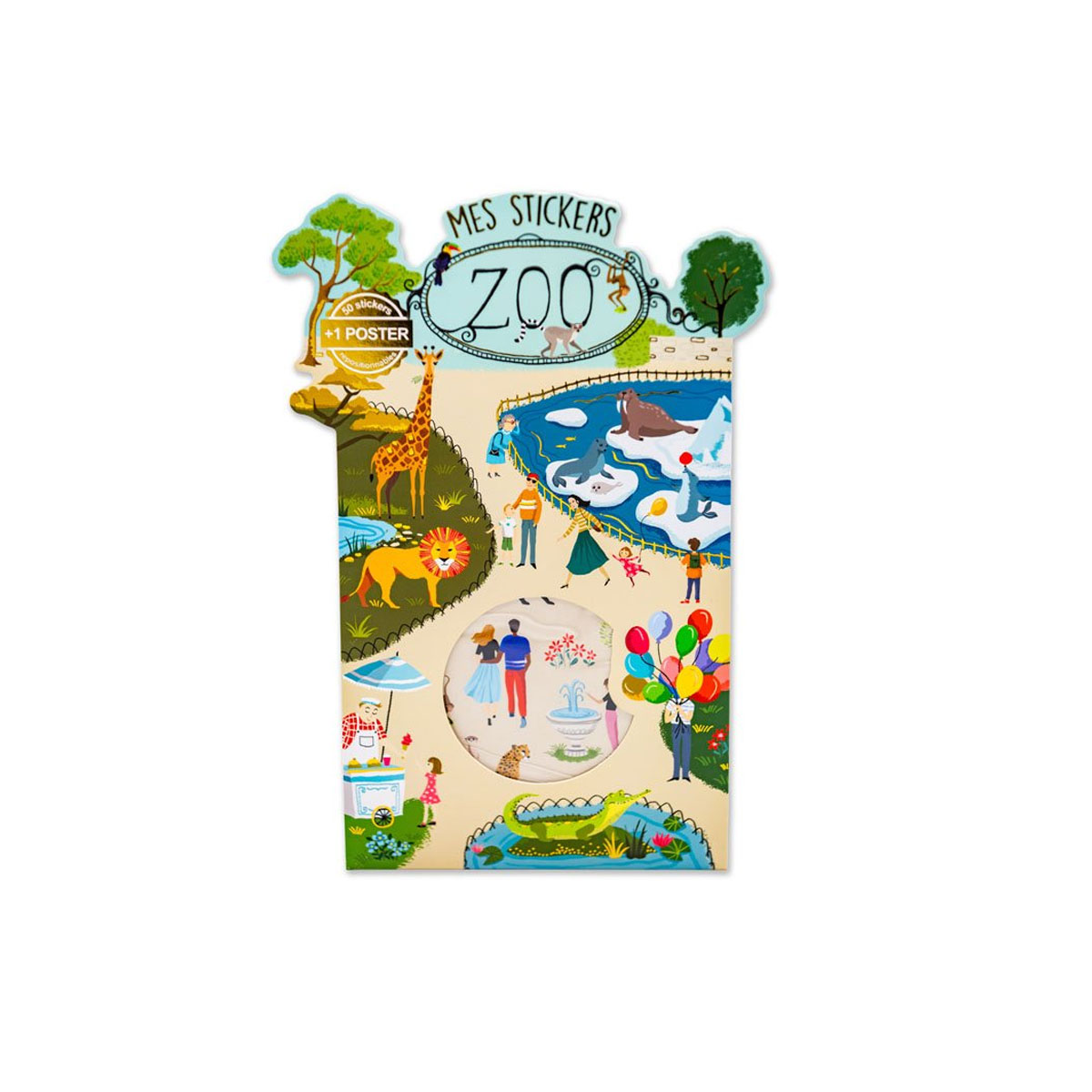 Plakats-Zoo,-ar-uzlimem,-Cartes