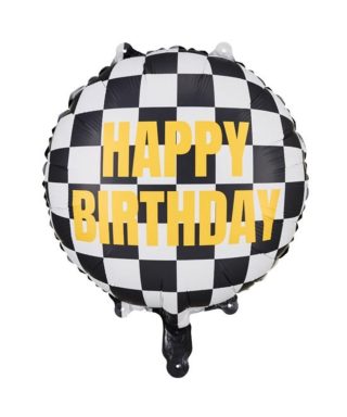 Balons Checkered flag Happy Birthday, Foil Balloon, 45 cm
