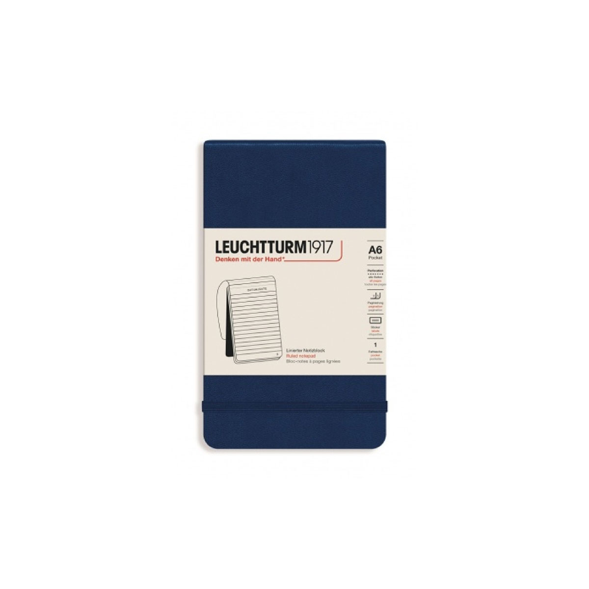 Piezimju-gramata-Pocket-A6,-Navy,-liniju,-Leuchtturm1917