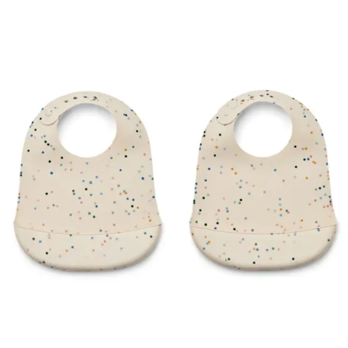 Silikona-lacisu-komplekts-Tilda-Printed-Bib,-Splash-dots_Sea-shell,-2-gab.,-Liewood