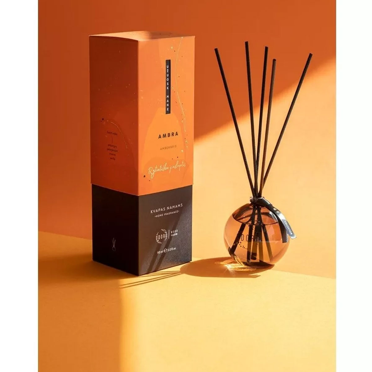 Odoro Home fragrance Mood mājas aromāts ar kociņiem Amber aromāts