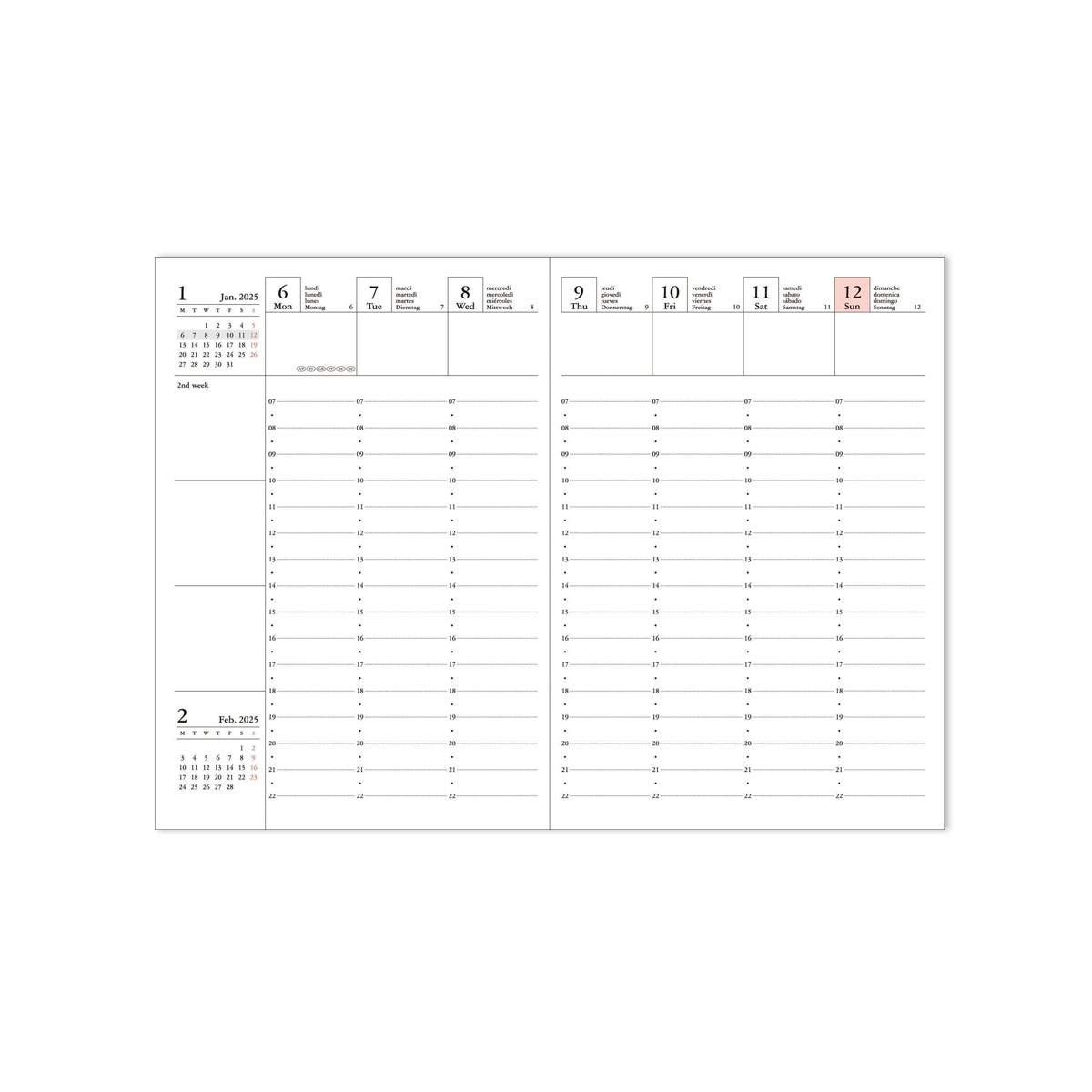 Akadēmiskais plānotājs A6, Gradient, 2024/2025, Weekly Vertical, Marks