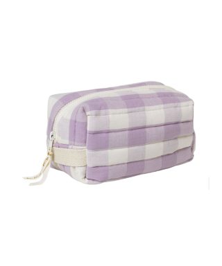 Maks Quilted Toiletry Bag, Lilac Checks, Fabelab