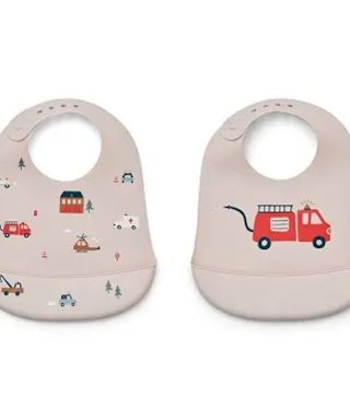 Silikona lacīšu komplekts Tilda Printed Bib, Emergency vehicle / Sandy, 2 gab., Liewood