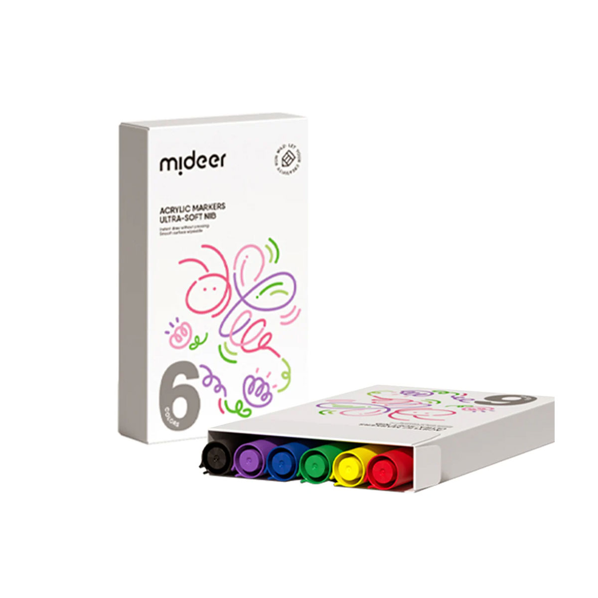 Akrila-markieri-Ultra-Soft-Nib,-Brush-Tip,-6-gab.,-Mideer