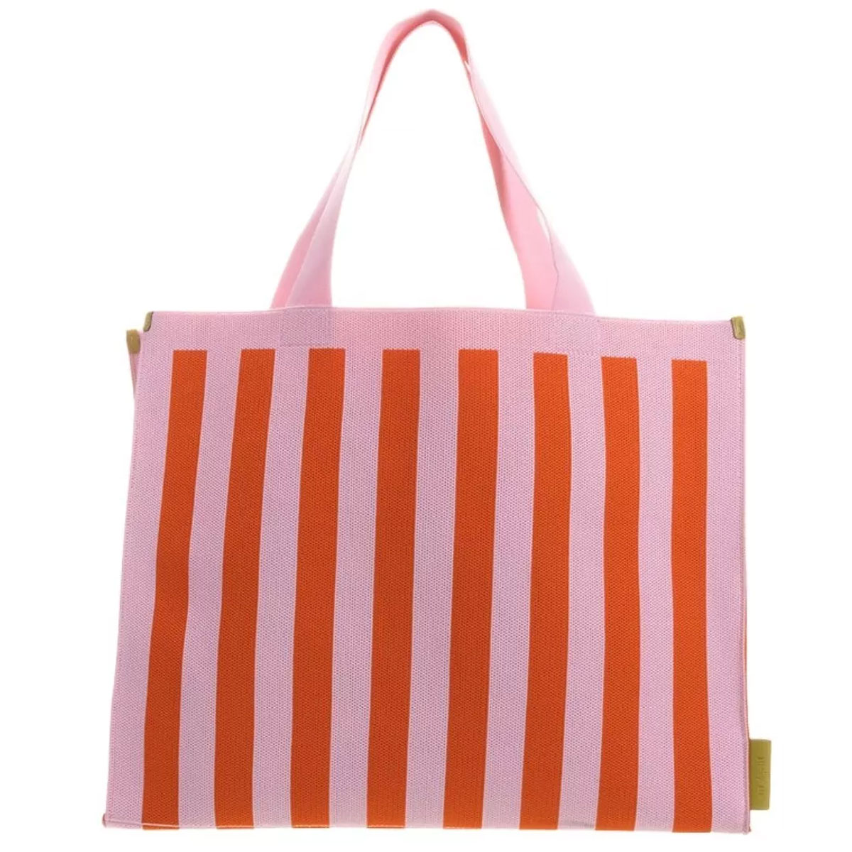 Iepirkumu-soma-Knitted-Stripes,-dolce-pink-+-arancia-orange,-The-Sticky-Sis-Club