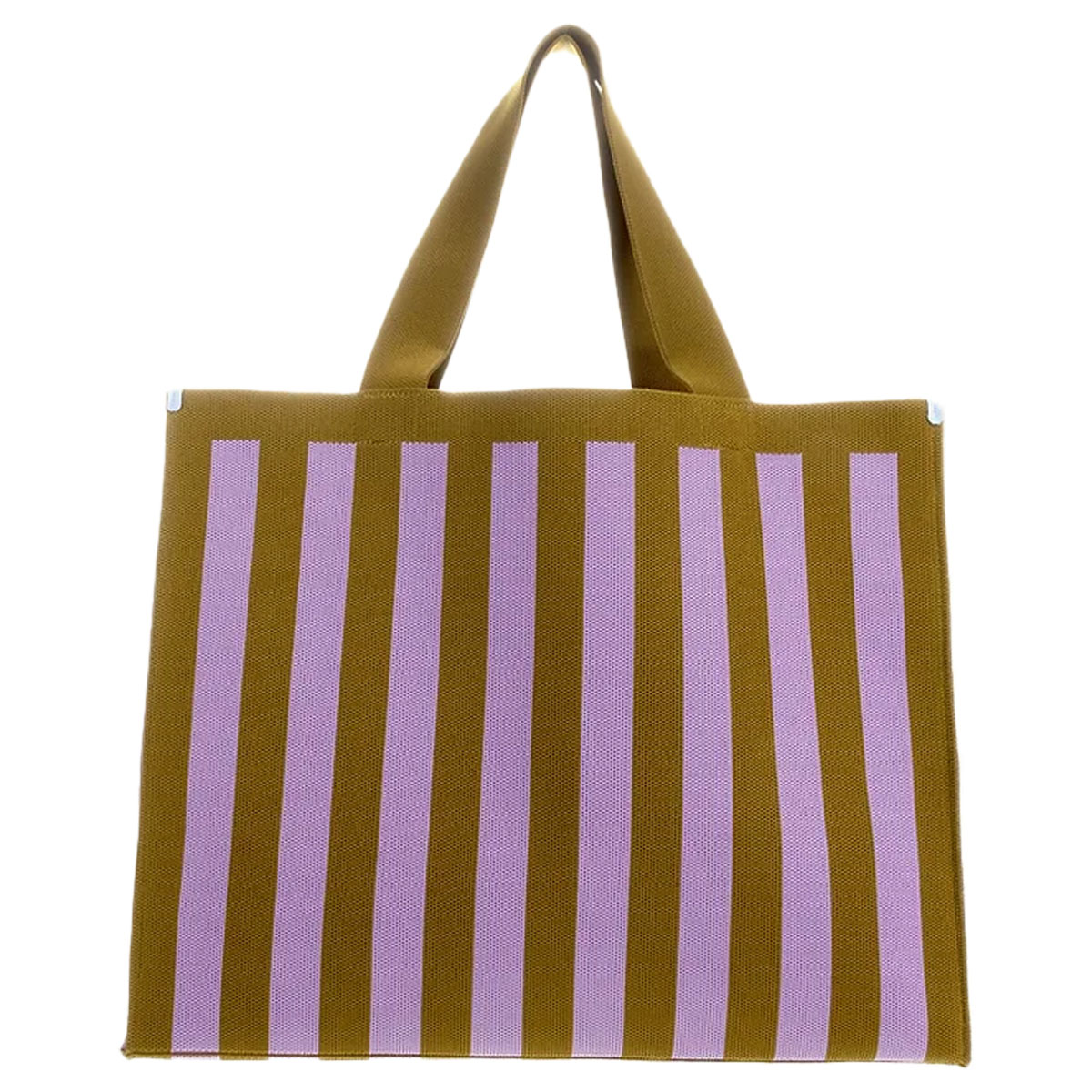 Iepirkumu-soma-Knitted-Stripes,-sunset-lilac-+-costa-green,-The-Sticky-Sis-Club