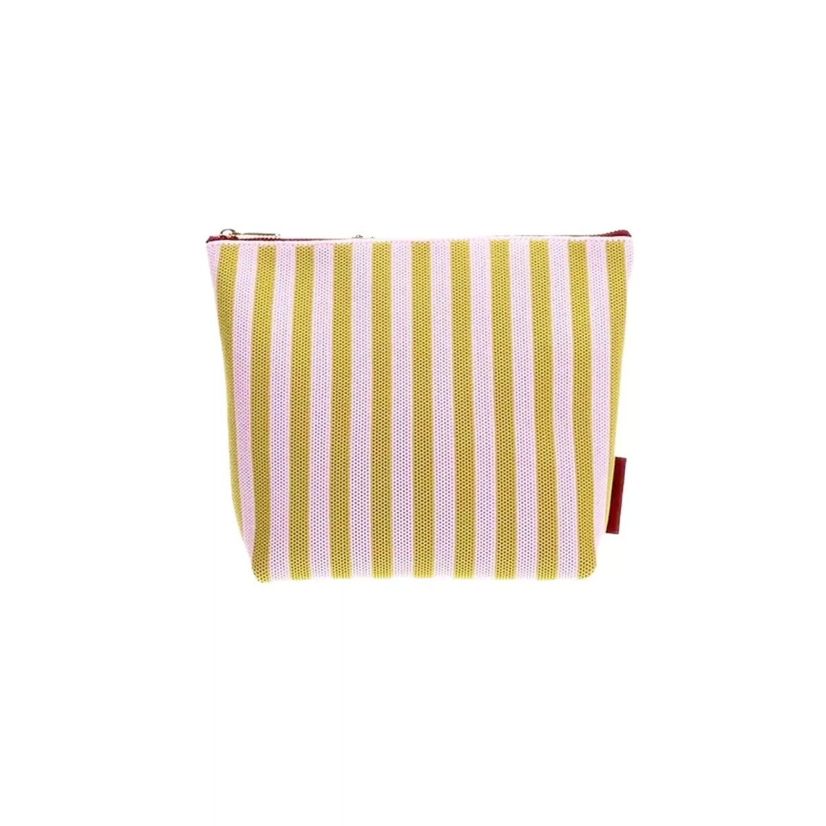 Kosmetikas-maks-Knitted-Stripes,-dolce-pink-+-lemon-leaf,-The-Sticky-Sis-Club The Sticky Sis Club kosmētikas maks knitted sripes, dāvanu ideja viņai