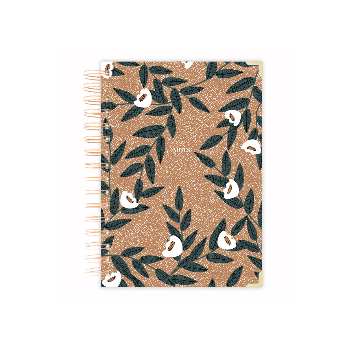 Piezimju-gramata-Floral-Brown,-Dotted,-Wiro