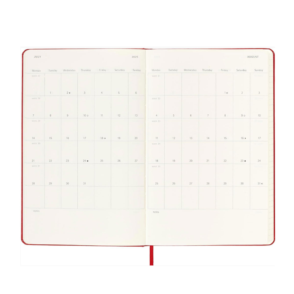 4_Planotajs-Moleskine-2025,-13-x-21-cm,-Weekly,-Hardcover,-Red Moleskine 2025.gada plānotājs ikdienai, darbam