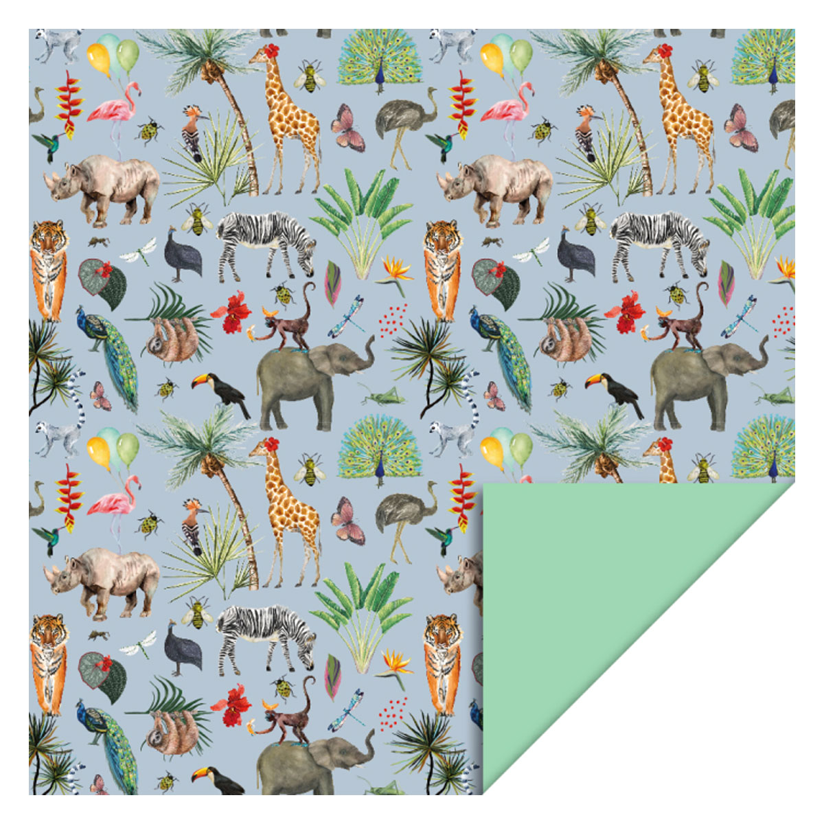 Davanu-iesainojamais-papirs-Jungle-Blue,-Mint
