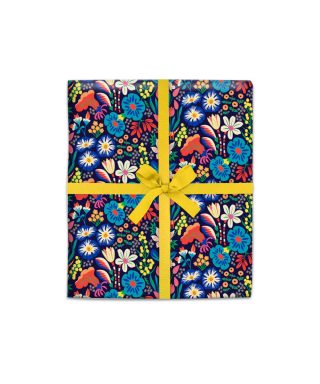 Dāvanu iesaiņojamais papīrs Navy Flower Garden, 3 m x 0.7 m, rullis