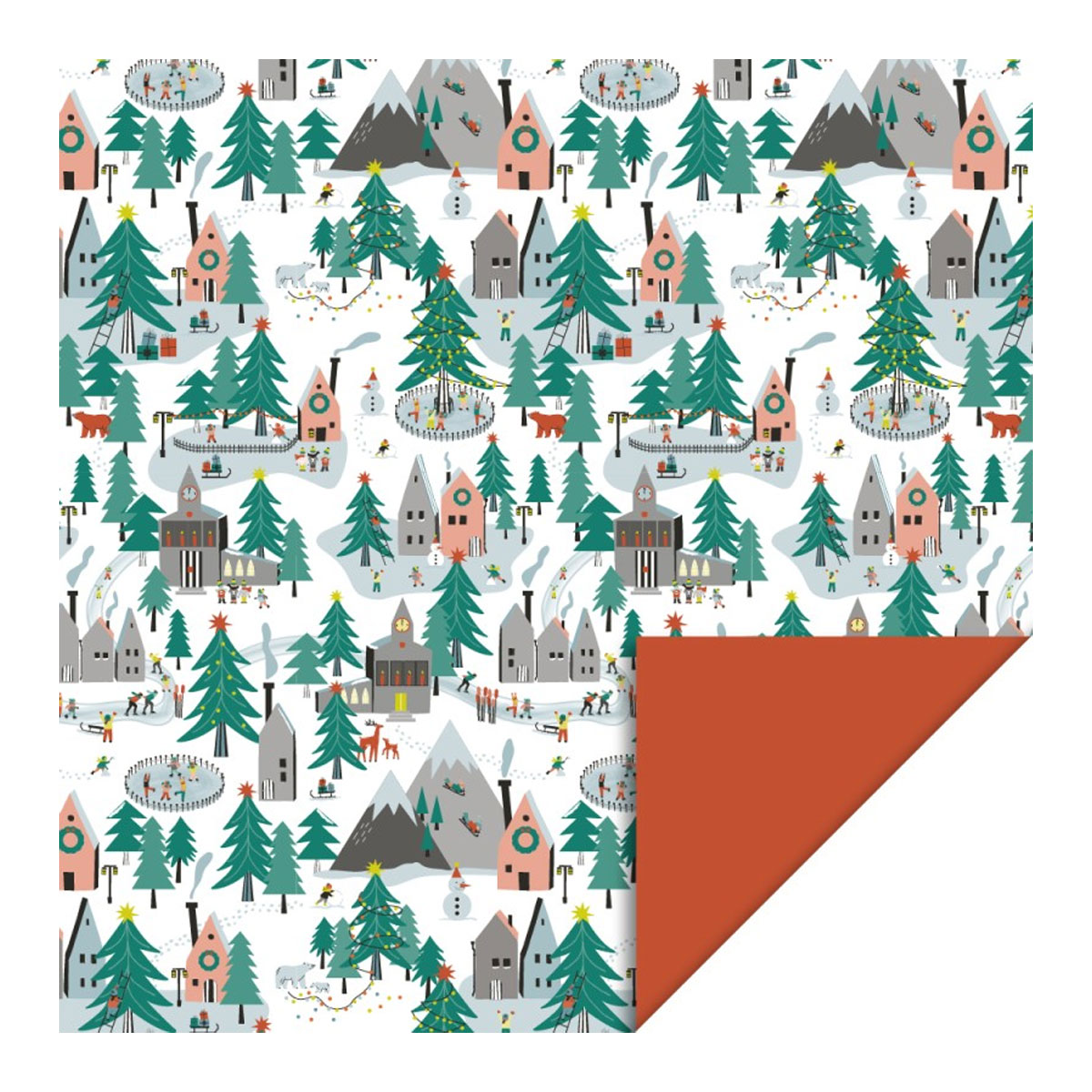 Davanu-iesainojamais-papirs-X-mas-Village,-Orange
