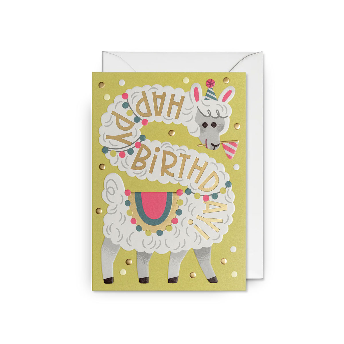 Kartite-Lama-Party-Hat,-Happy-Birthday