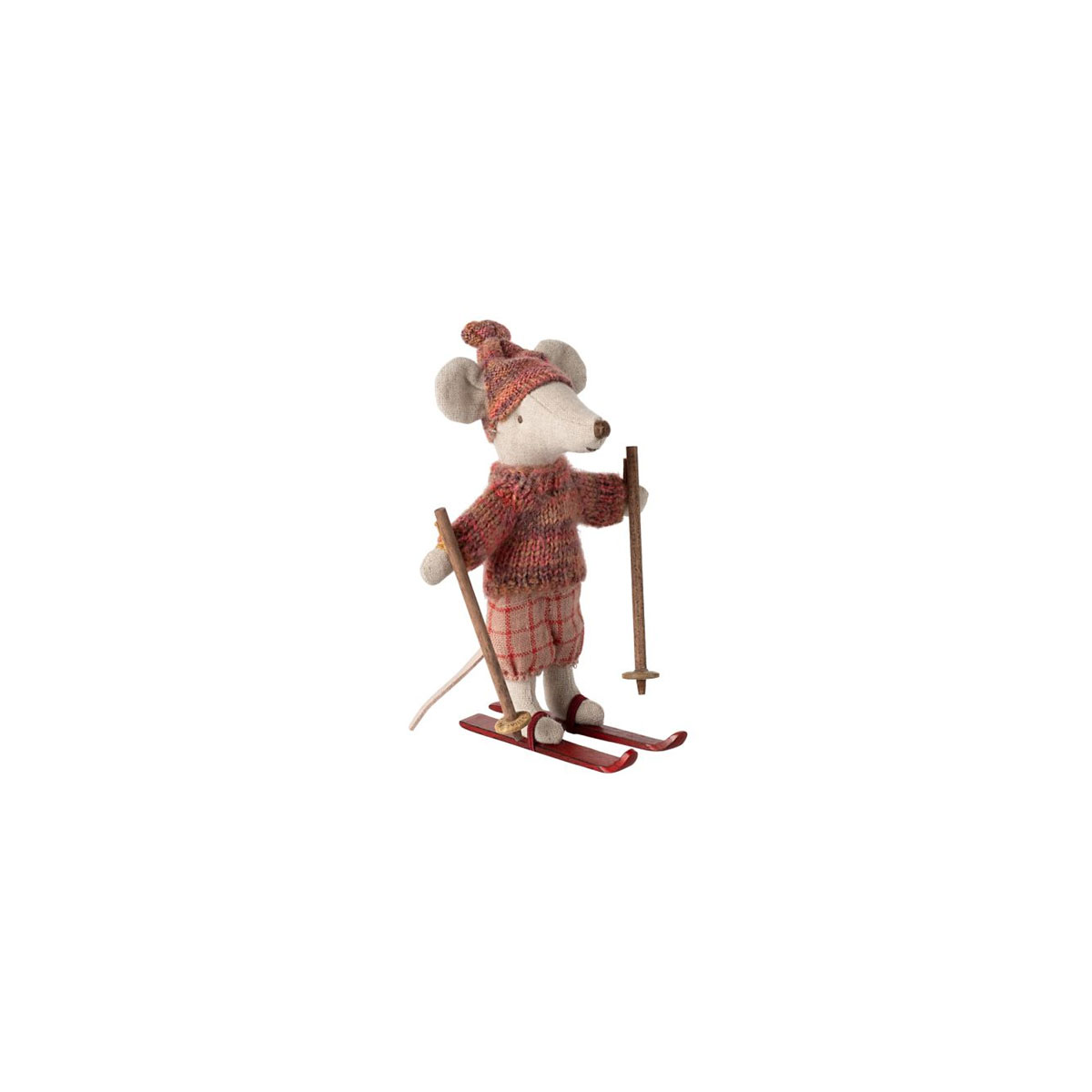 Miksta-rotallieta-Winter-mouse-with-ski-set,-Big-sister,-Maileg