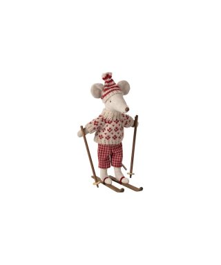 Mīkstā rotaļlieta Winter mouse with ski set, Peļu mamma, Maileg