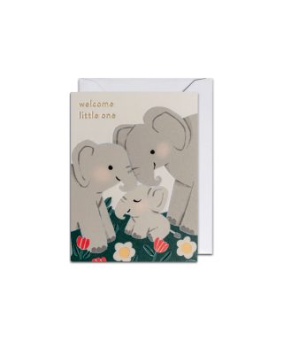 Mini kartīte Welcome Little One, Elephants