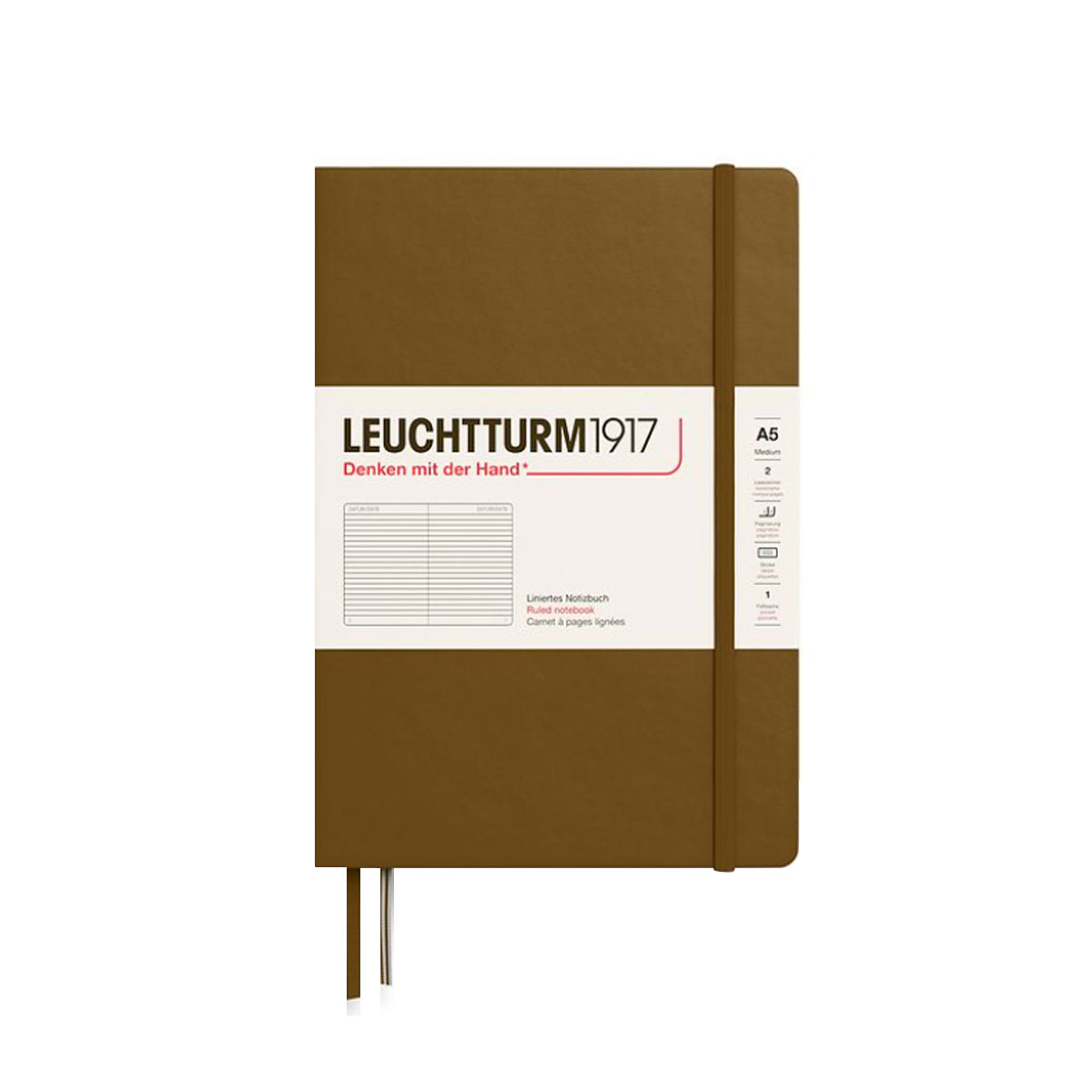 Piezimju-gramata-Brown,-liniju,-A5,-Hardcover,-Leuchtturm1917