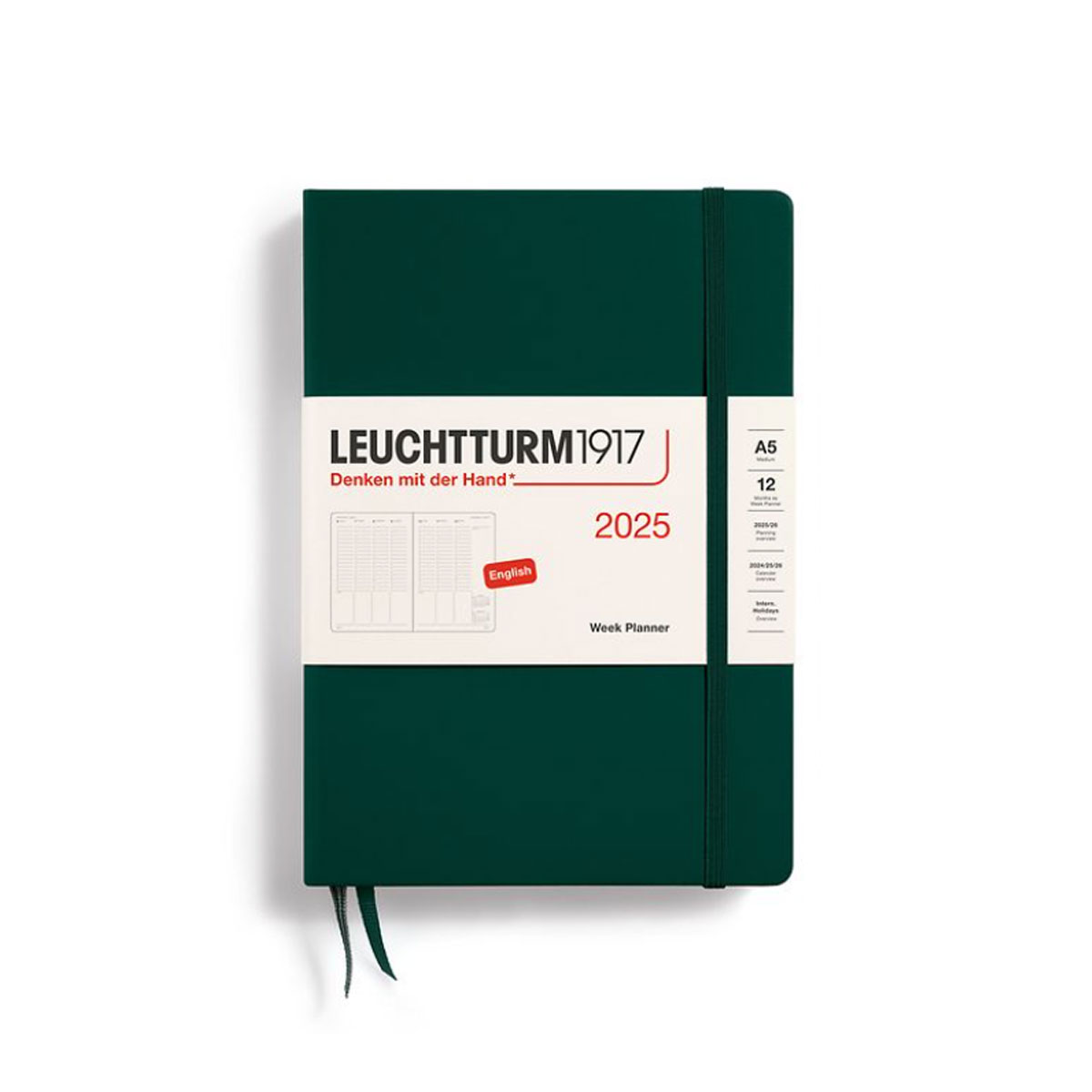 Planotajs-2025,-Week-Planner,-Forest-Green,-A5,-Hardcover,-Leuchtturm Leuchtturm1917 2025.gada plānotājs ikdienai, darbam